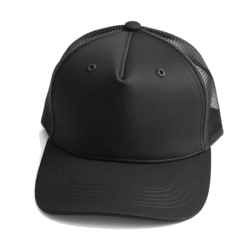 Five Panel Trucker in Black/Black