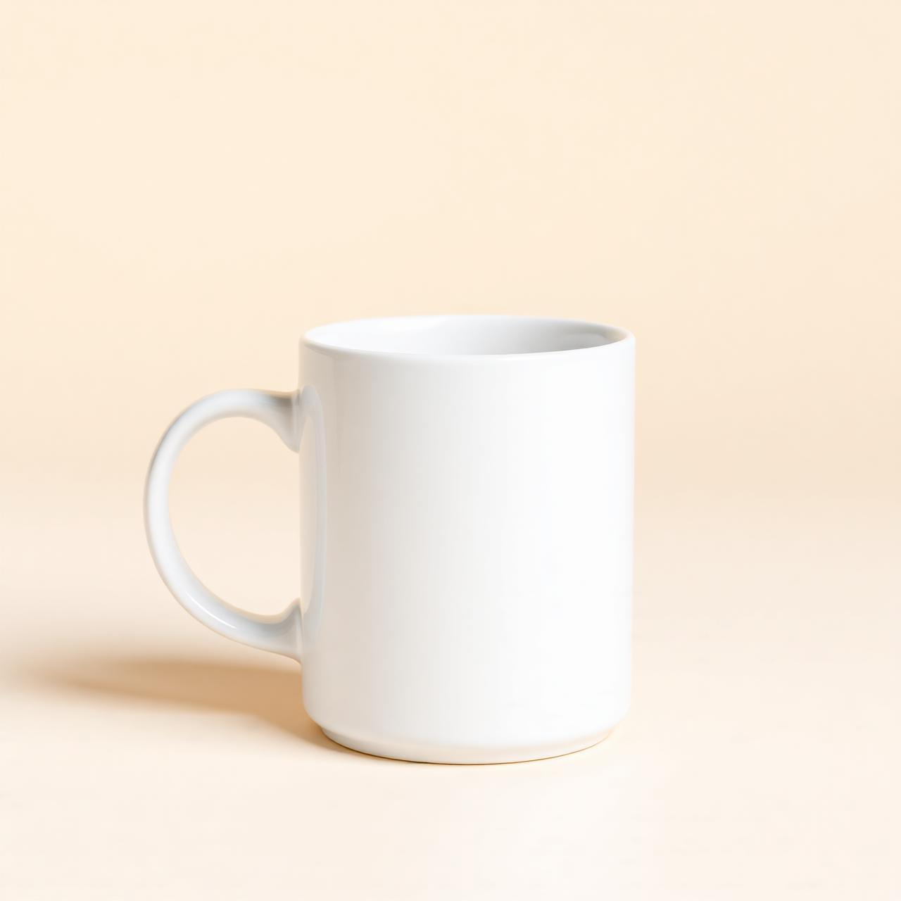 Custom printed ceramic coffee mug with a full-color branded logo wrap