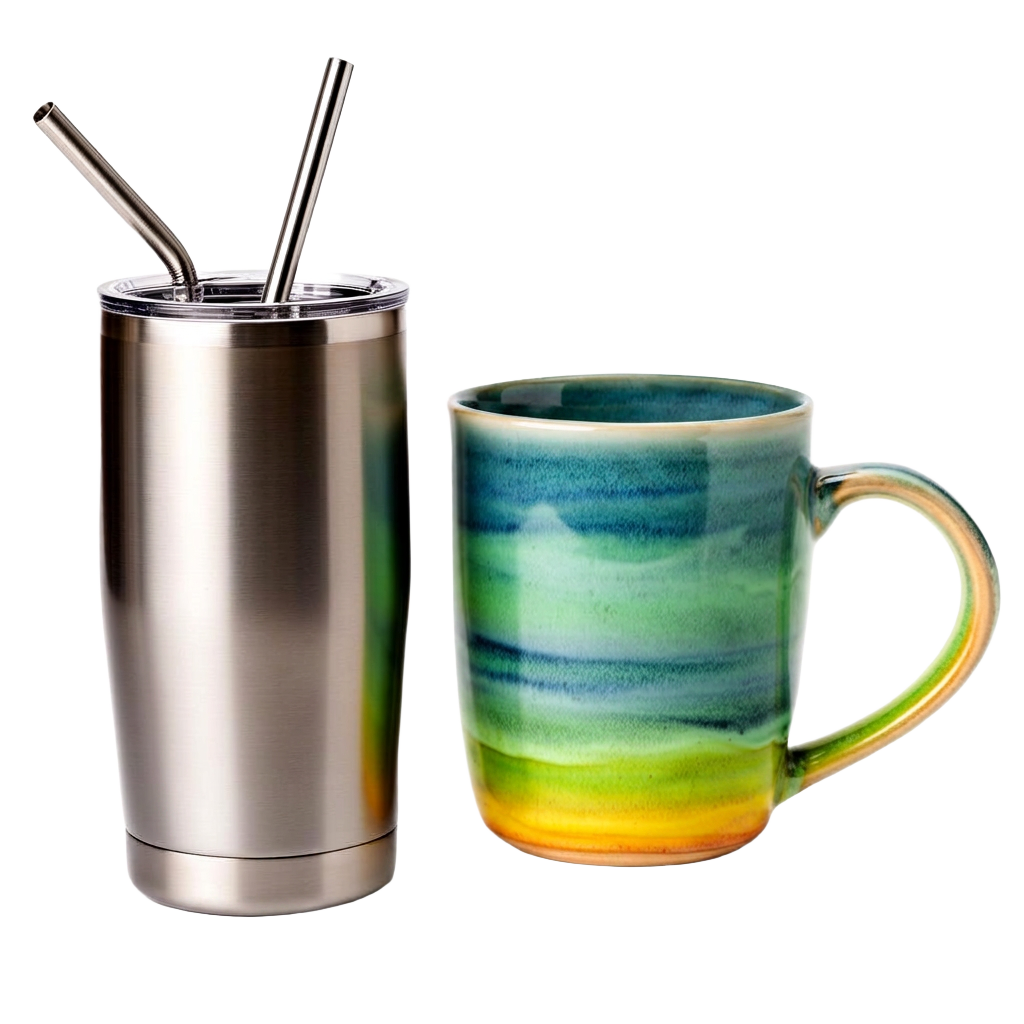 Insulated tumbler and ceramic mug