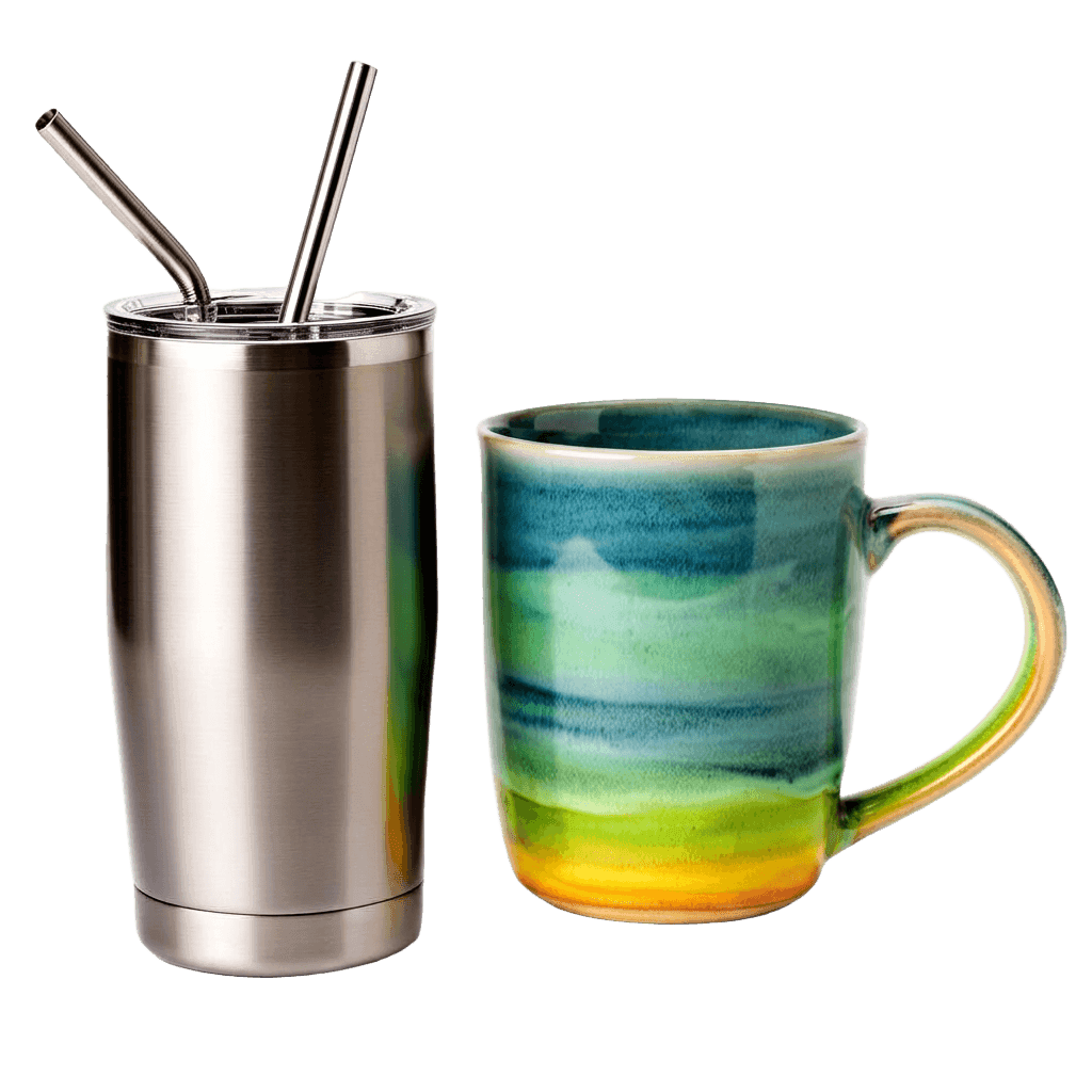 Insulated tumbler and ceramic mug