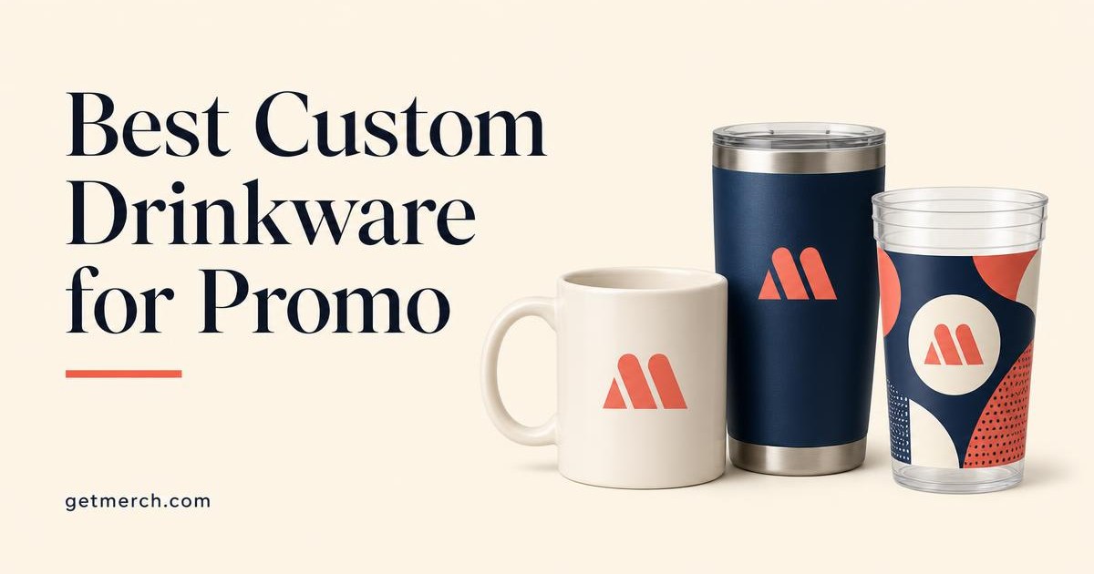 Custom coffee mug, insulated tumbler, and stadium cup printed with matching logos